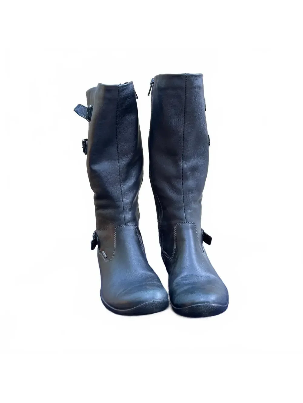 ECCO Nubuck Leather Boots Goretex Side Zip Buckle Details Sz 37 US 6.5 - 7
